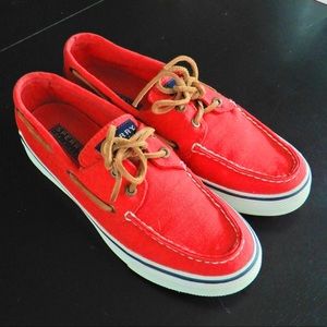 WashedRed woman’s Sperry’s